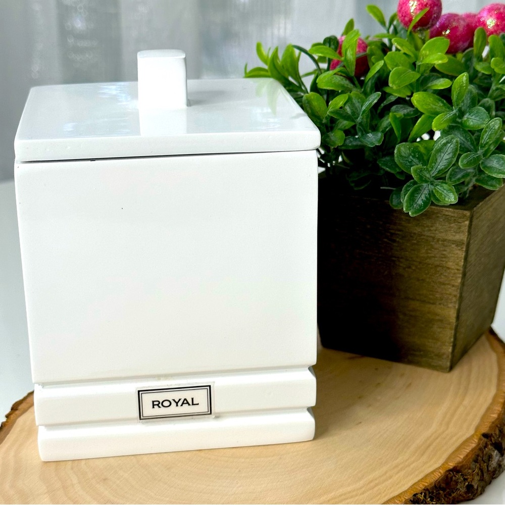 ROYAL multi purpose container BATHROOM VANITY any room storage WHITE with lid